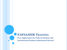 FAFSA/ISIR Training