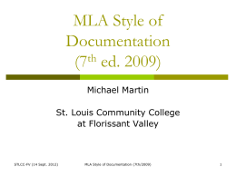MLA Style of Documentation - St. Louis Community College