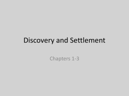 Discovery and Settlement - Persinski`s History Class