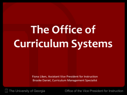 Curriculum Systems Overview - Office of the Senior Vice President