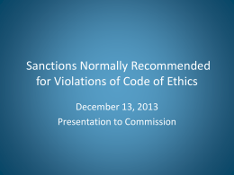 Proposed Sanctions for Violations of Code of Ethics