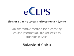 Electronic Course Layout and Presentation - UVaCollab