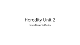 Heredity Unit 2 Test Review Honors Bio