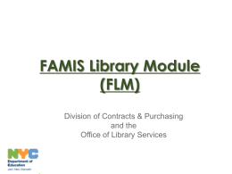 FAMIS Library Module (FLM) - New York City Department of Education