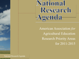 National Research Agenda - American Association for Agricultural