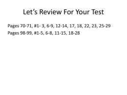 Let*s Review For Your Test