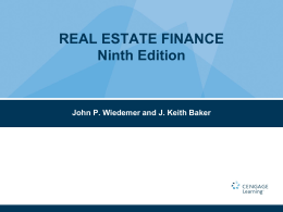 Real Estate Finance - PowerPoint presentation - Ch 09
