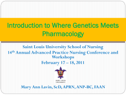 Introduction to Where Genetics Meets Pharmacology