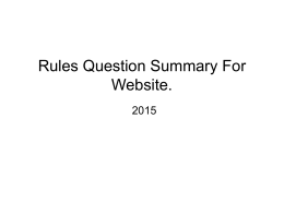 Rules Questions