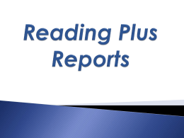 Reading Plus Reports