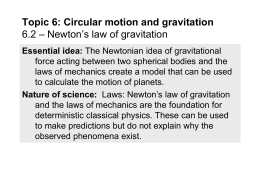 Topic 6.2 - Newtons law of gravitation