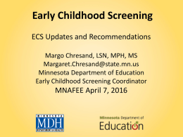 Early Childhood Screening - Early Childhood Program Administration