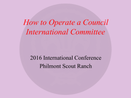 How to Operate a Council International Committee