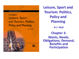 Leisure, Sport and Tourism: Politics, Policy and Planning