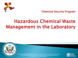 Hazardous Chemical Waste Management in the - CSP