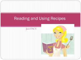 Reading and Using Recipes