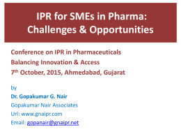 IPR for SMEs in Pharma
