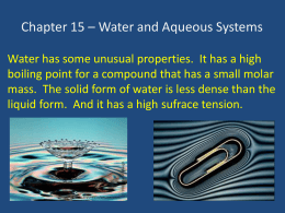 Chapter 15 * Water and Aqueous Systems