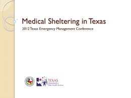 Medical Sheltering in Texas