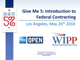 Give Me 5: Introduction to Federal Contracting