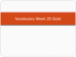 Vocabulary Gold Week 20