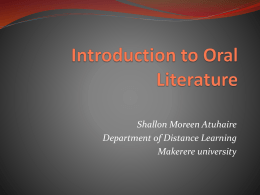 Introduction to oral literature