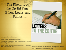 The Rhetoric of the Op-Ed Page: Ethos, Logos, and