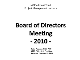 NCPTPMI 2010 BoD Planning Meeting