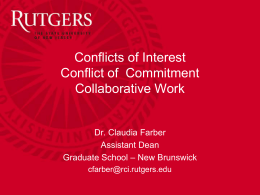 Conflicts of Interest / Conflict of Commitment / Collaborations