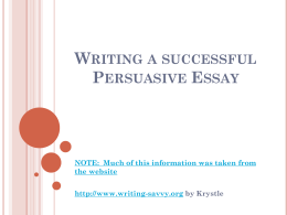 persuasive essay - Miss Melissa