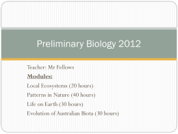 Preliminary Biology 2012