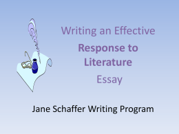 Jane Schaeffer Writing Program
