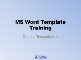 MS Word Template Training