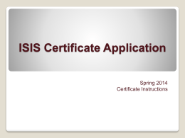 ISIS Graduation Application - Campus Certificate in Public Health
