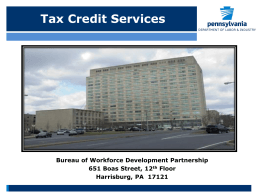Tax Credit Services Bureau of Workforce Development