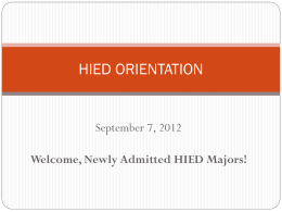 hied orientation - Department of History and Philosophy at