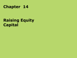 12. Raising Equity Capital