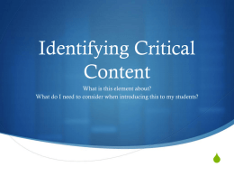 Element 6 Identify Critical Content