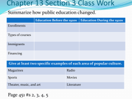 Chapter 13 Section 3 Class Work