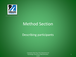 Writing a Method Section: Participants