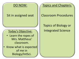Topics and Chapters - Mrs. Mattheus Science