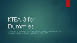KTEA-3 for Dummies - AVRSB Learning Portal