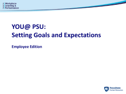 Setting Goals and Expectations - PSU Office of Human Resources