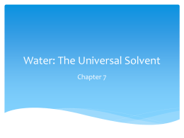 Water: The Universal Solvent