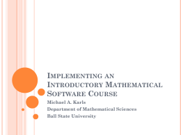An Introduction to Mathematial Software