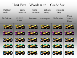 WOD Unit Five Part Two Jeopardy Grade Six