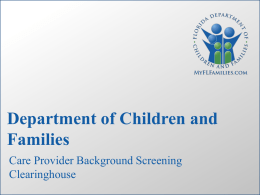 Background Screening DCF Clearinghouse
