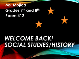 Welcome Back! Social Studies/History