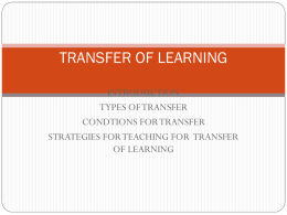 Types of transfer of learning
