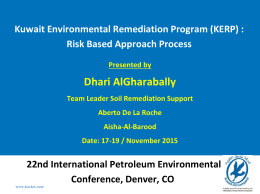 Kuwait Environmental Remediation Program (KERP) : Risk Based